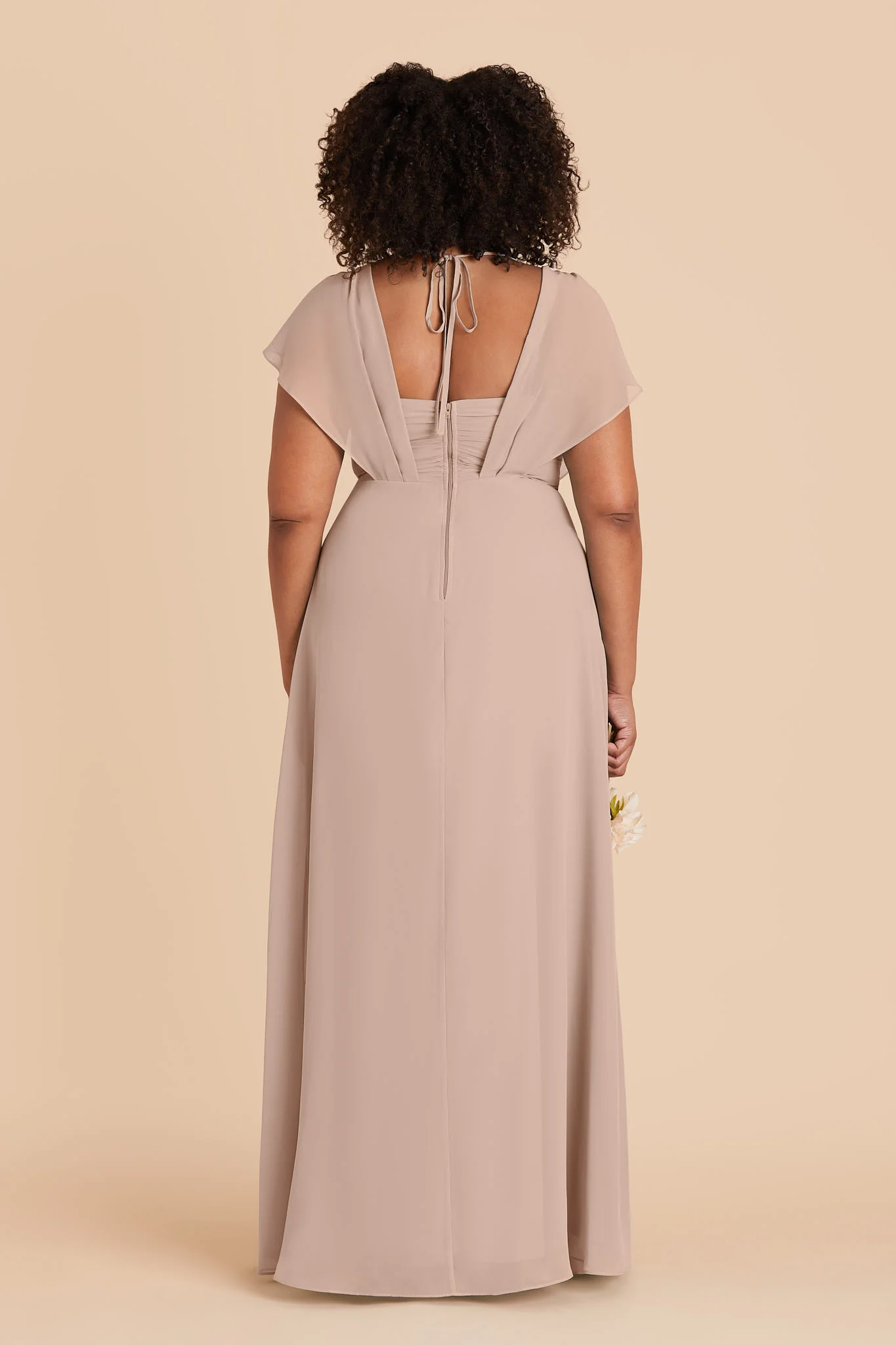 Violet Chiffon Dress - Taupe - Image 6