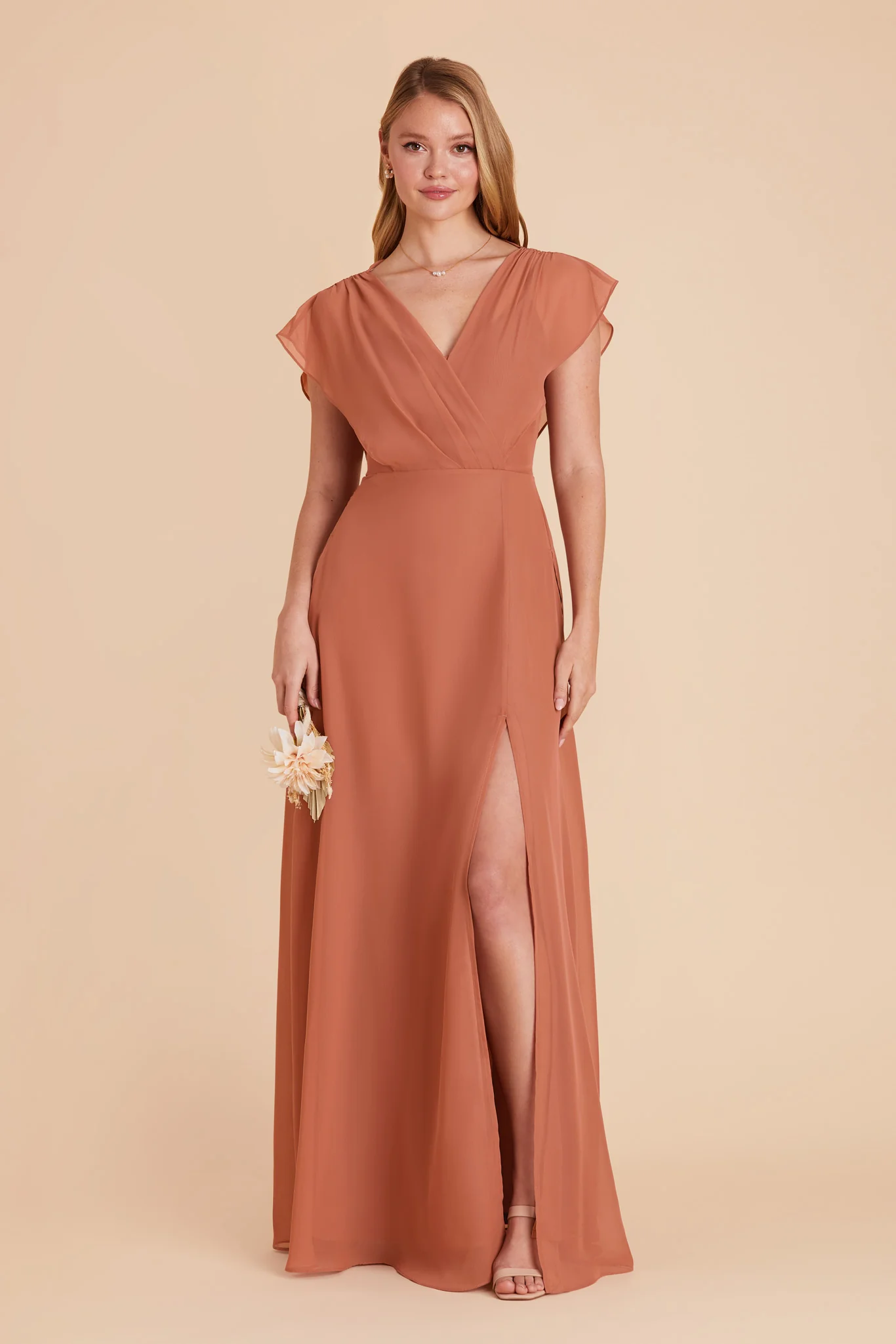 Violet Chiffon Dress - Terracotta