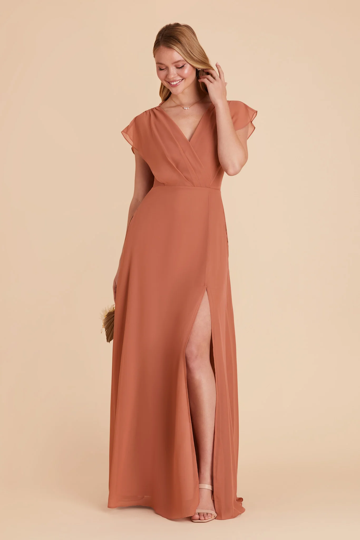Violet Chiffon Dress - Terracotta - Image 10
