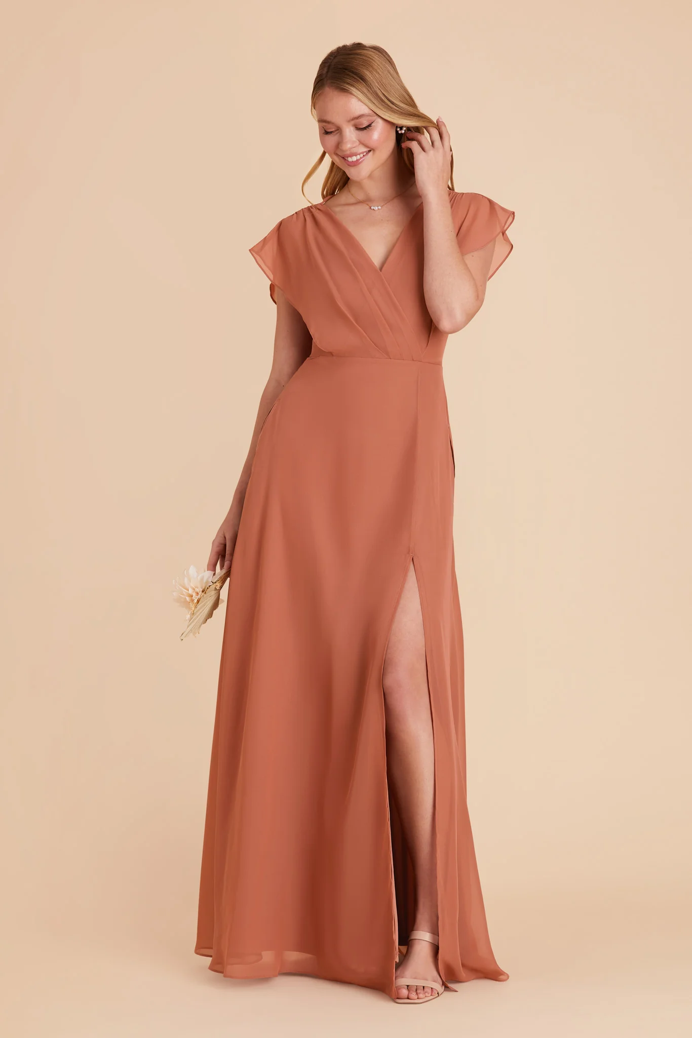 Violet Chiffon Dress - Terracotta - Image 11