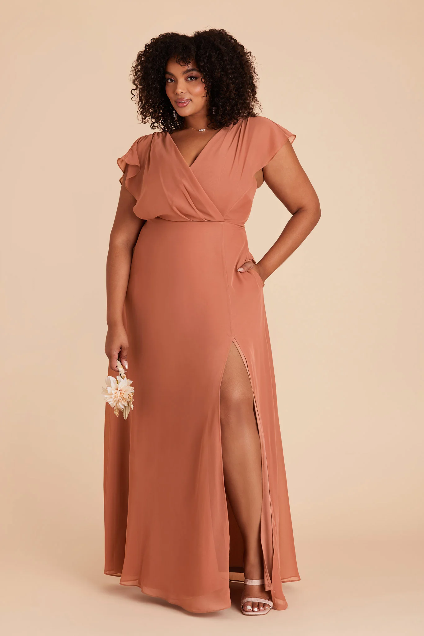 Violet Chiffon Dress - Terracotta - Image 12