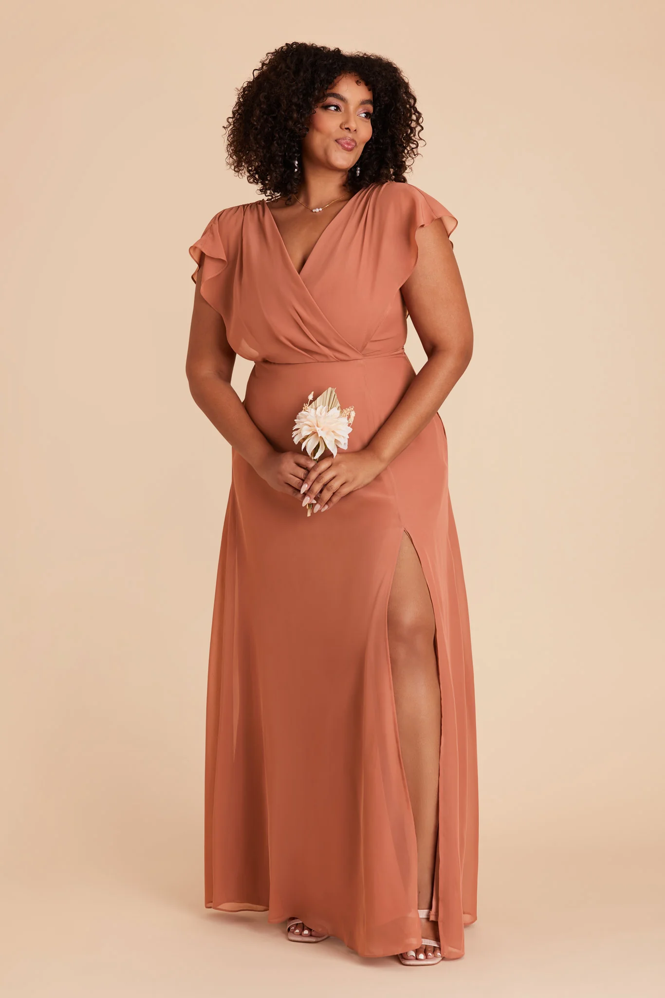 Violet Chiffon Dress - Terracotta - Image 13