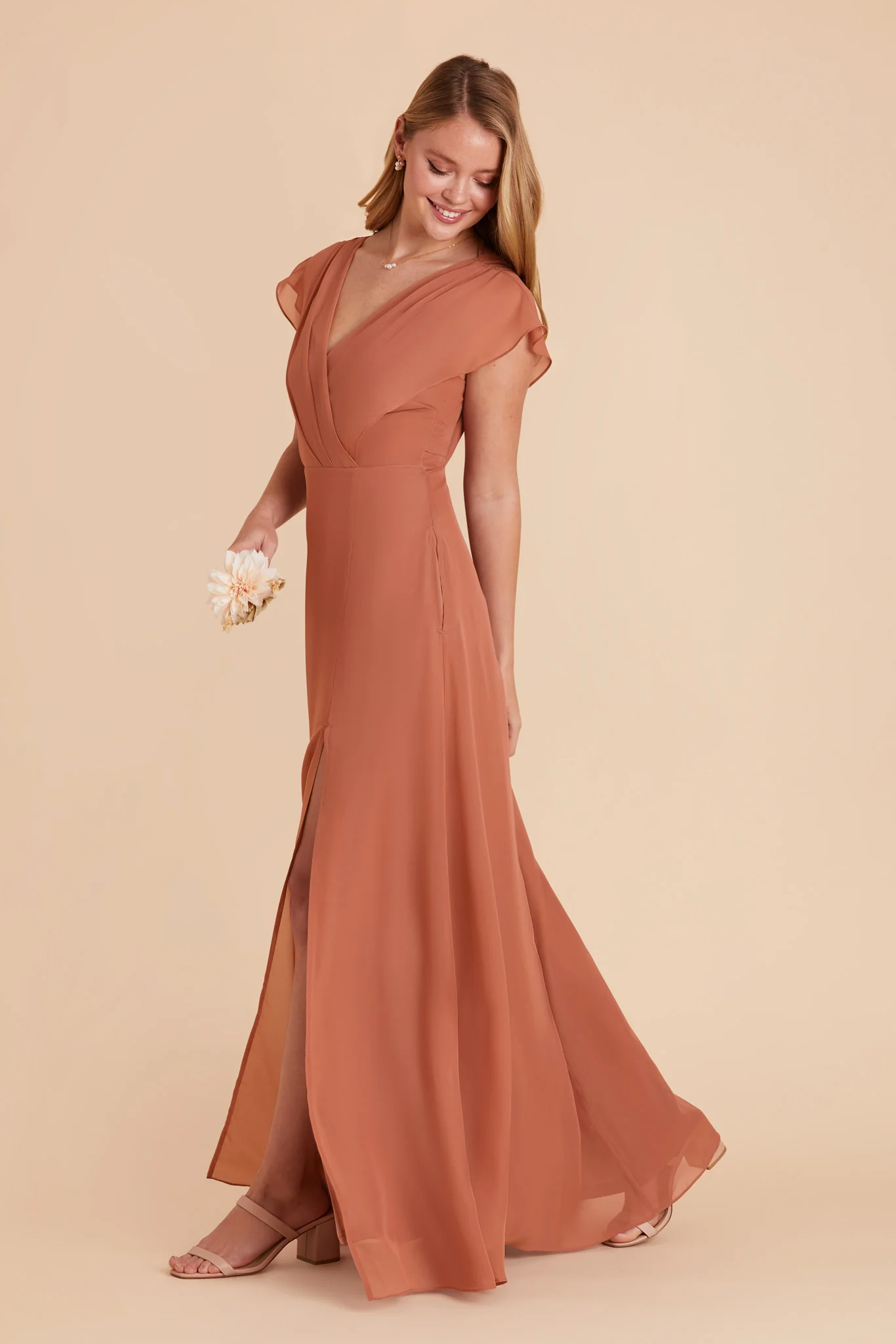 Violet Chiffon Dress - Terracotta - Image 14