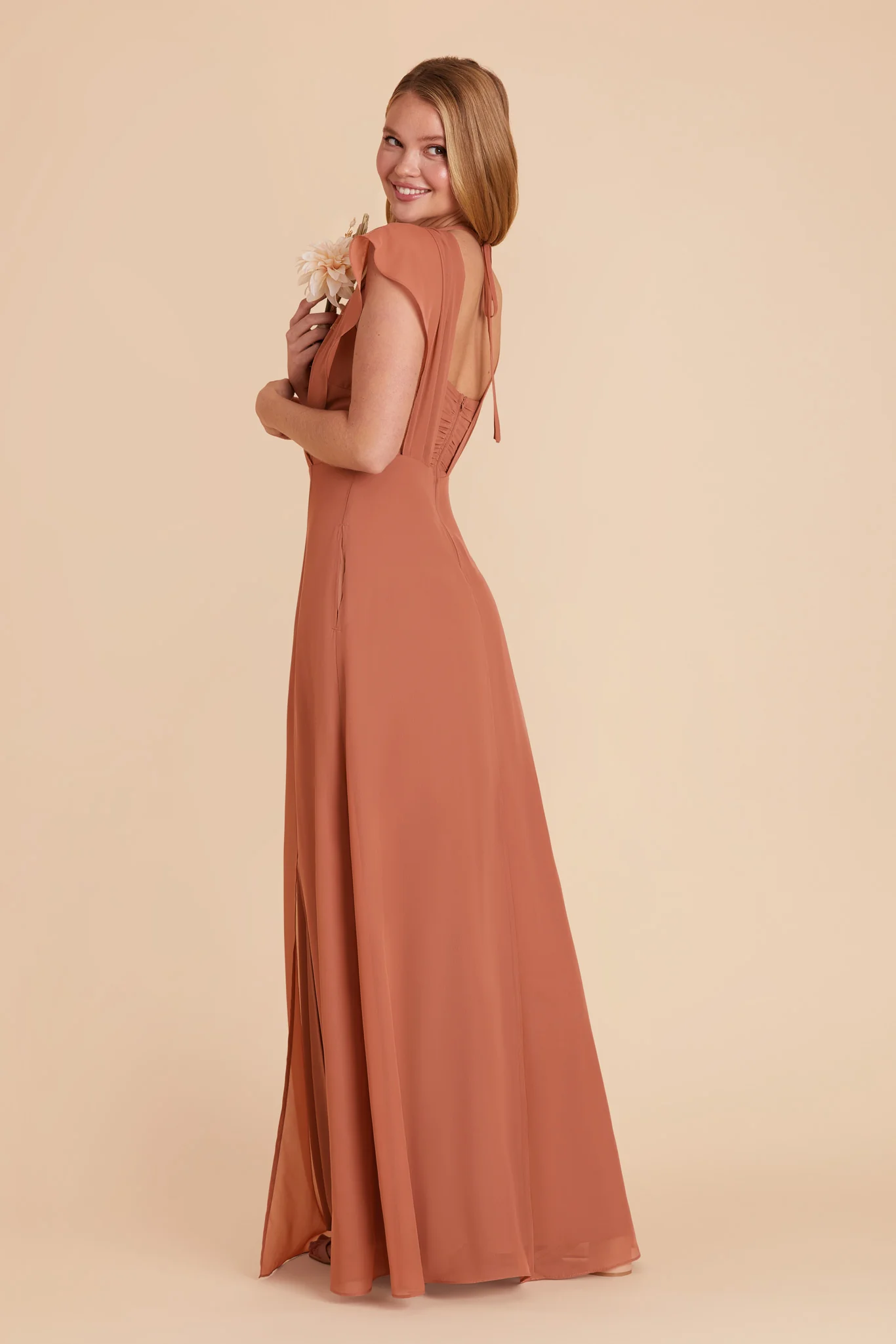 Violet Chiffon Dress - Terracotta - Image 15