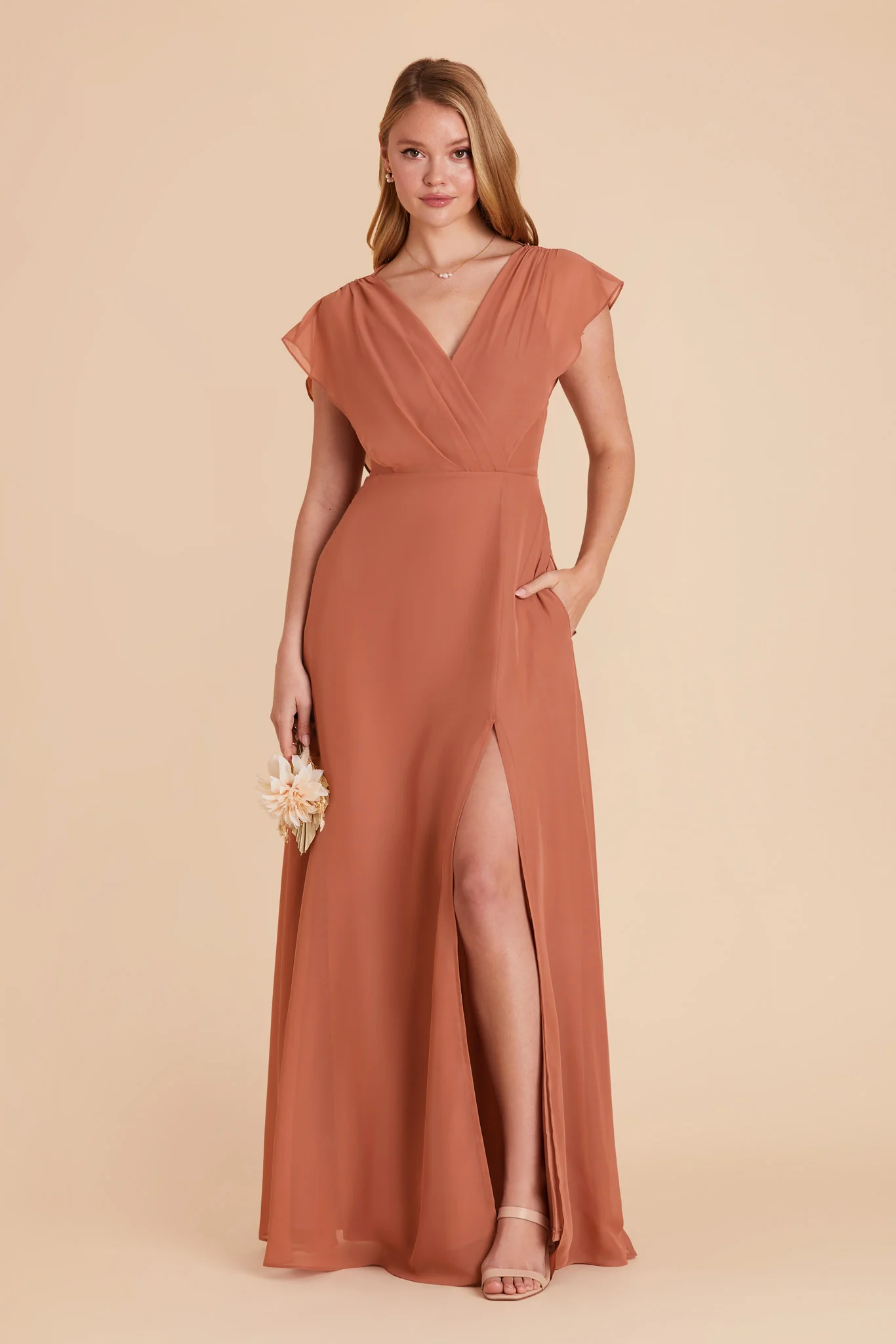 Violet Chiffon Dress - Terracotta - Image 5