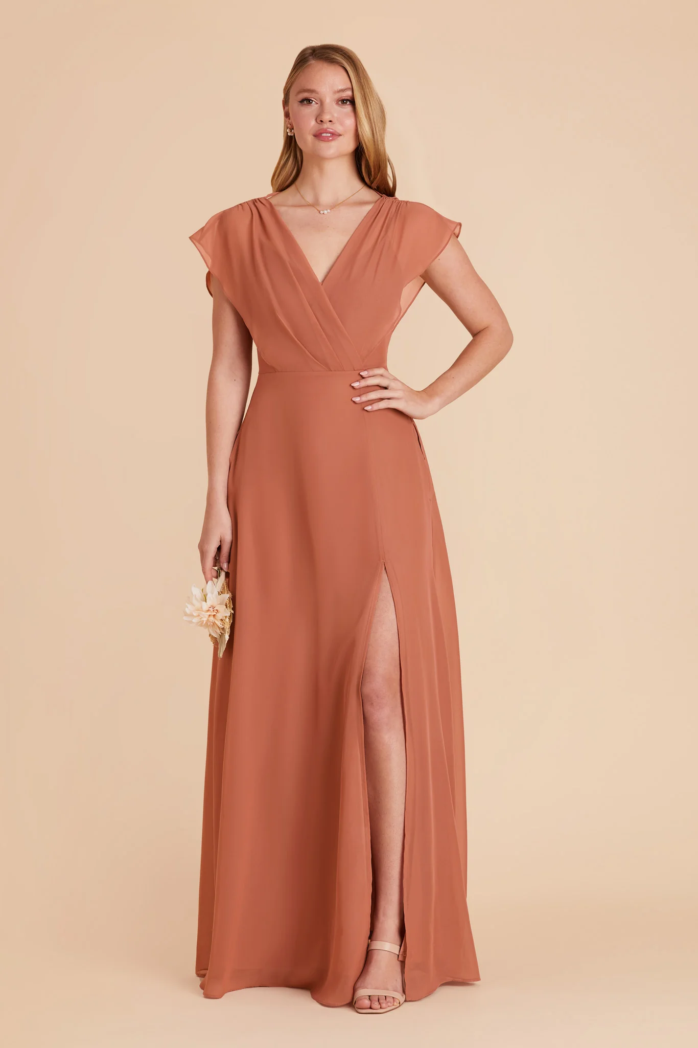 Violet Chiffon Dress - Terracotta - Image 6