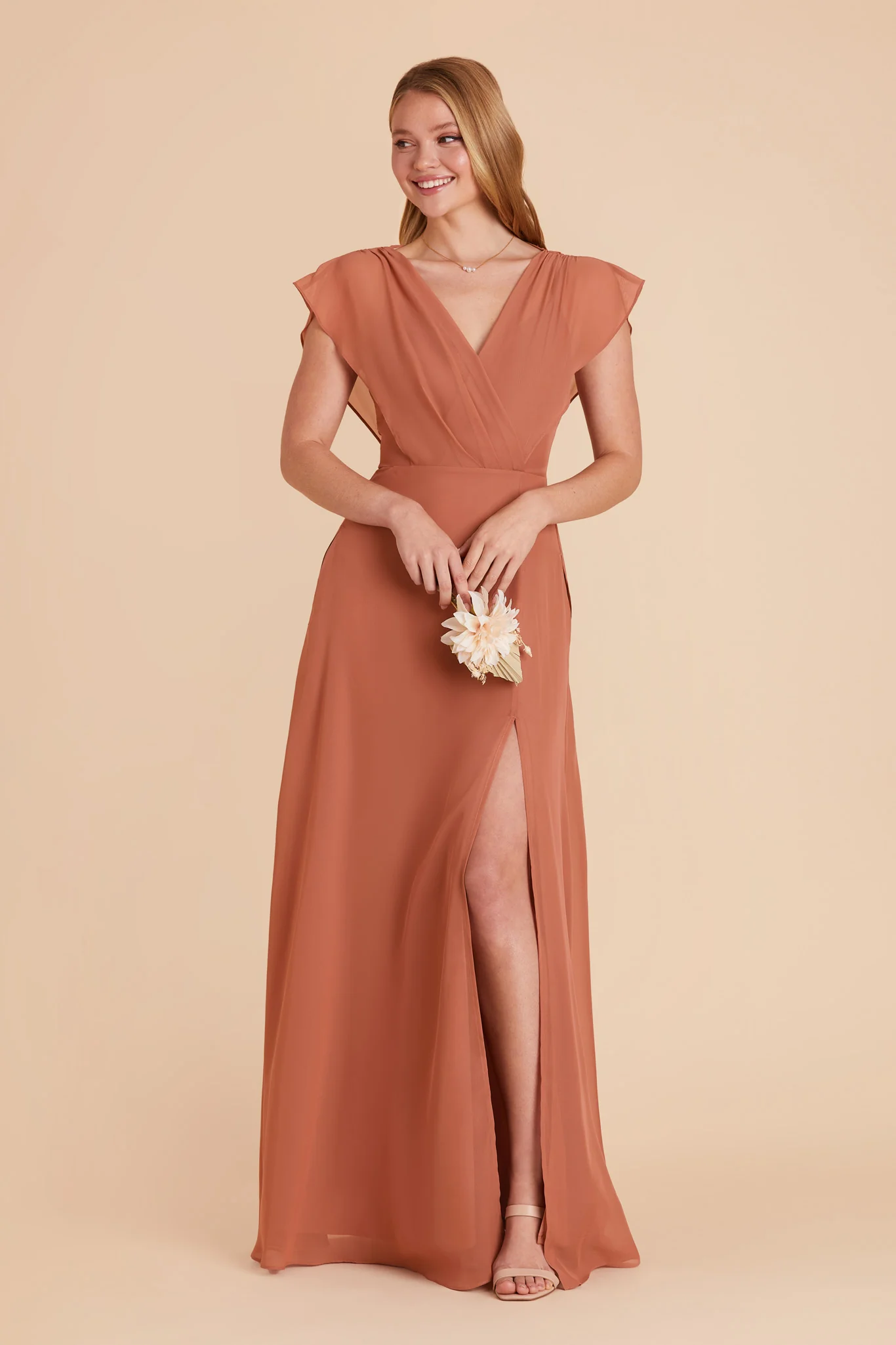 Violet Chiffon Dress - Terracotta - Image 8