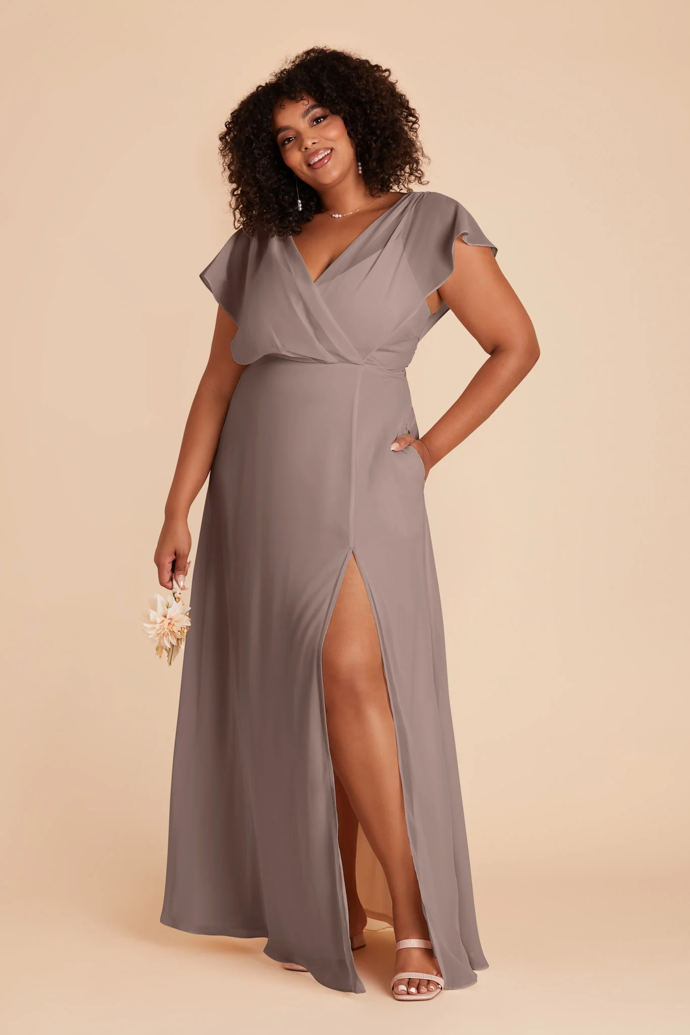Violet Chiffon Dress - Toffee - Image 10