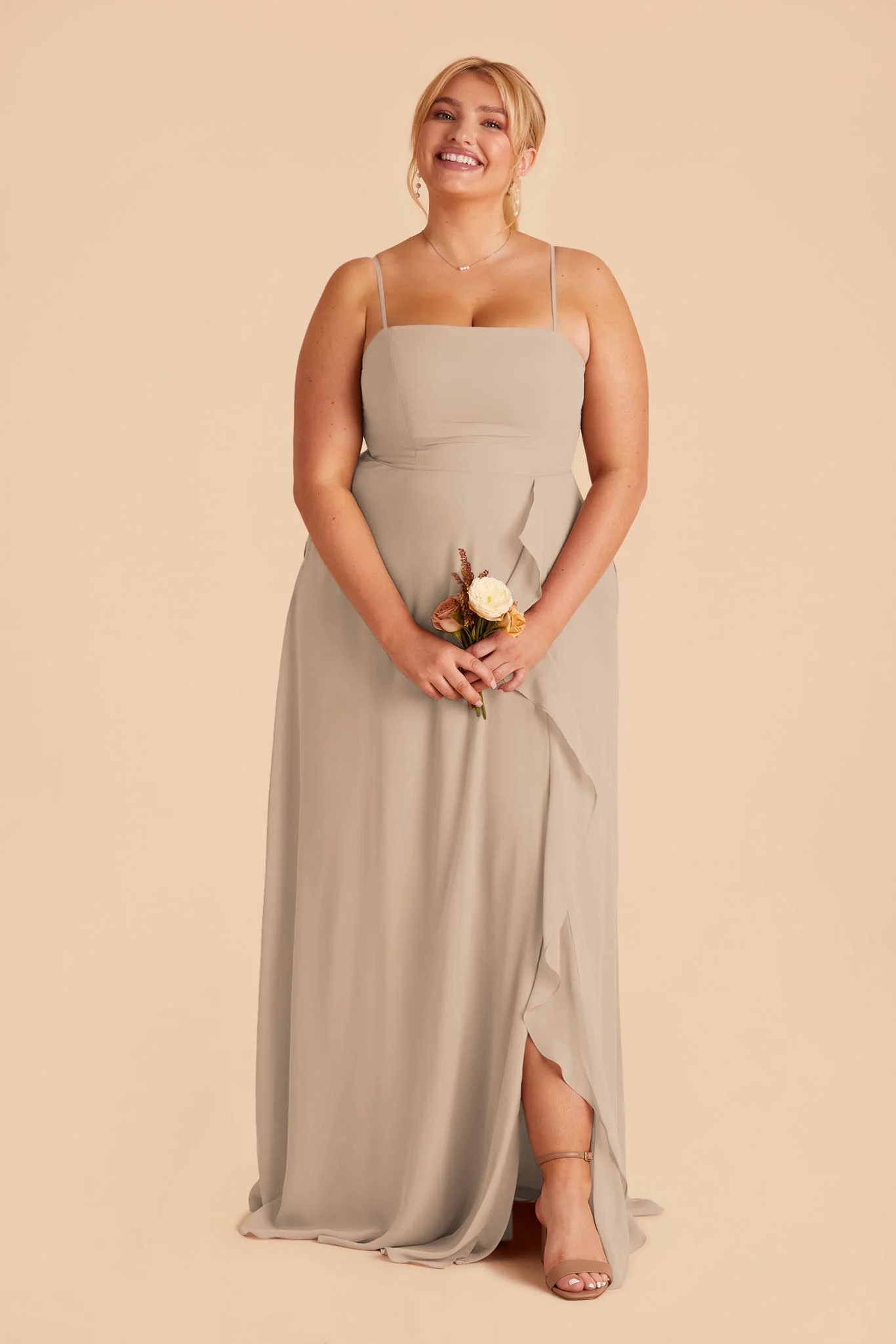 Winnie Chiffon Dress - Almond - Image 2