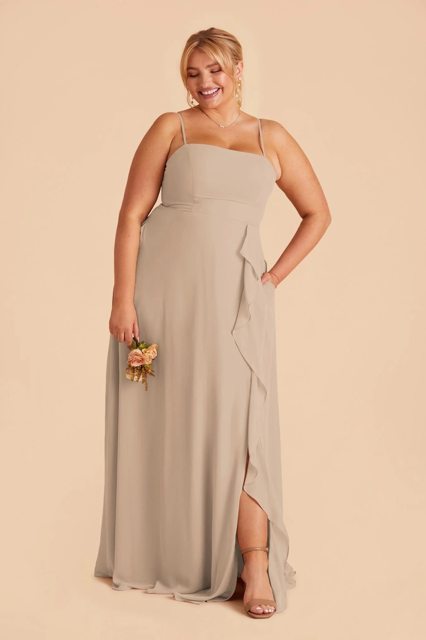 Winnie Chiffon Dress - Almond - Image 6