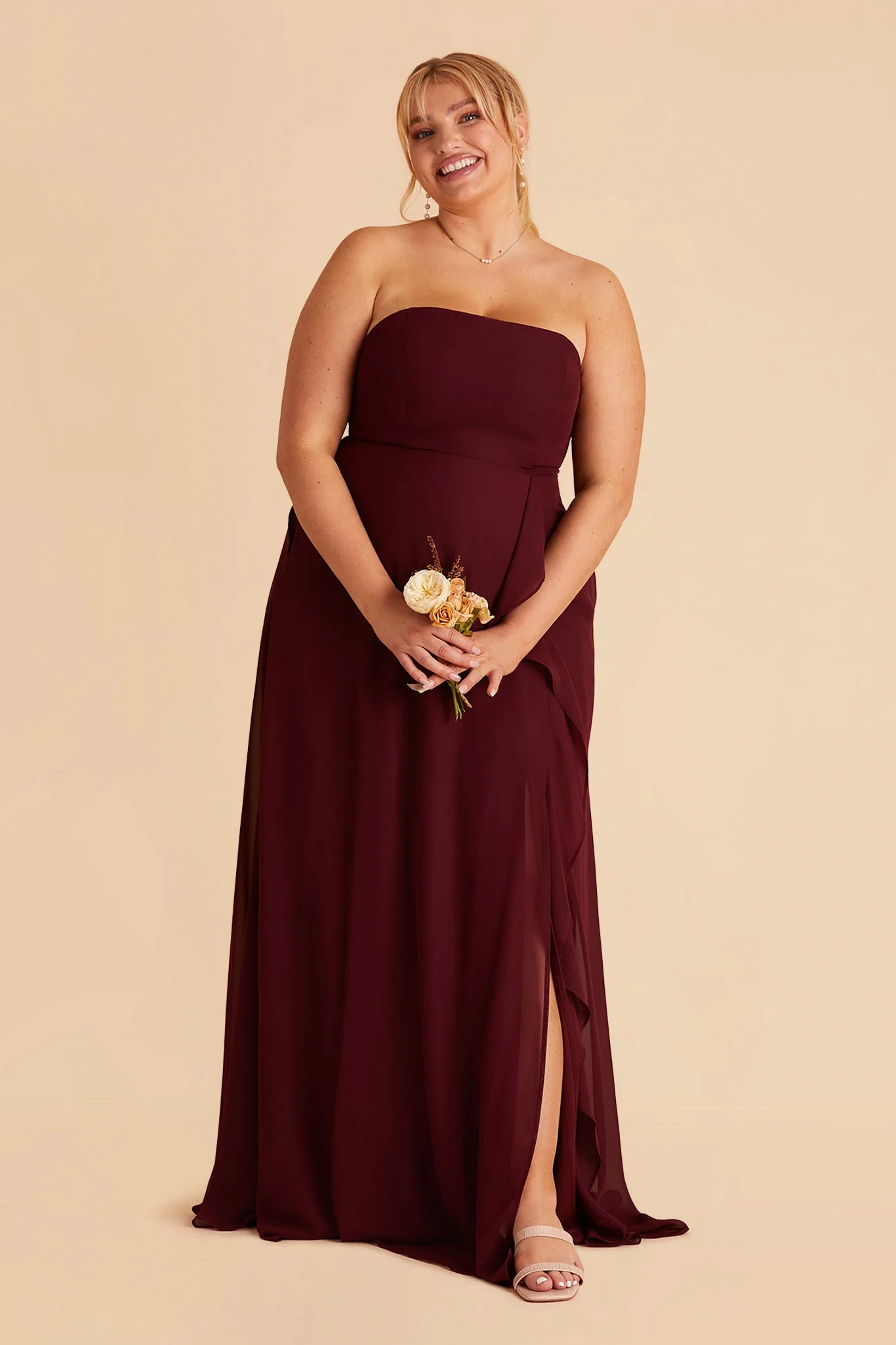 Winnie Chiffon Dress - Cabernet - Image 13