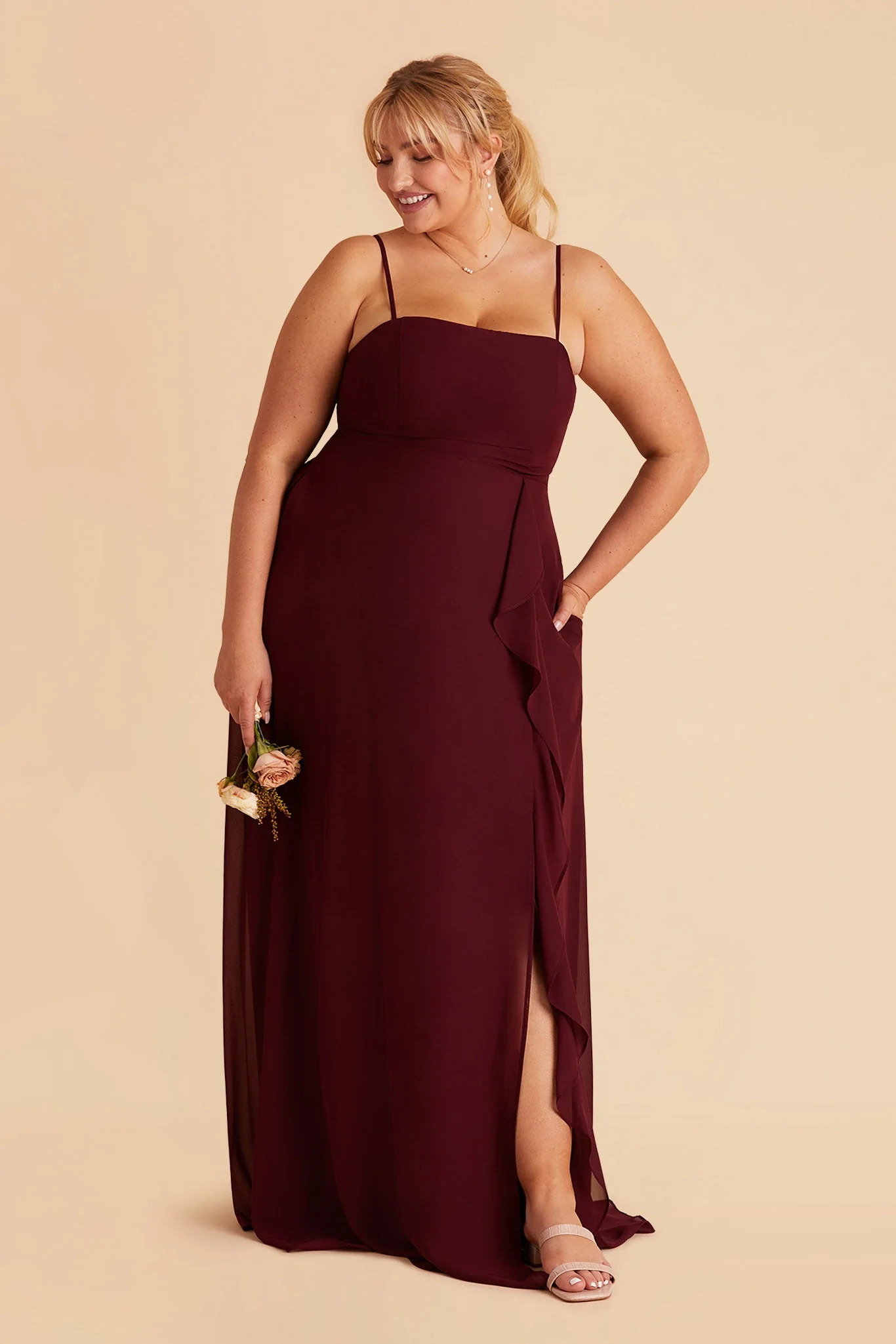 Winnie Chiffon Dress - Cabernet - Image 2