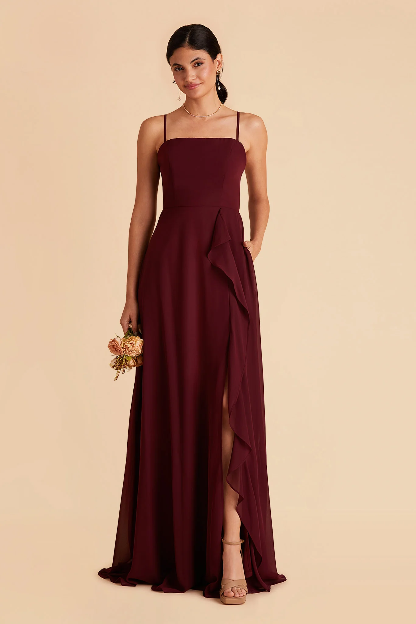 Winnie Chiffon Dress - Cabernet - Image 5