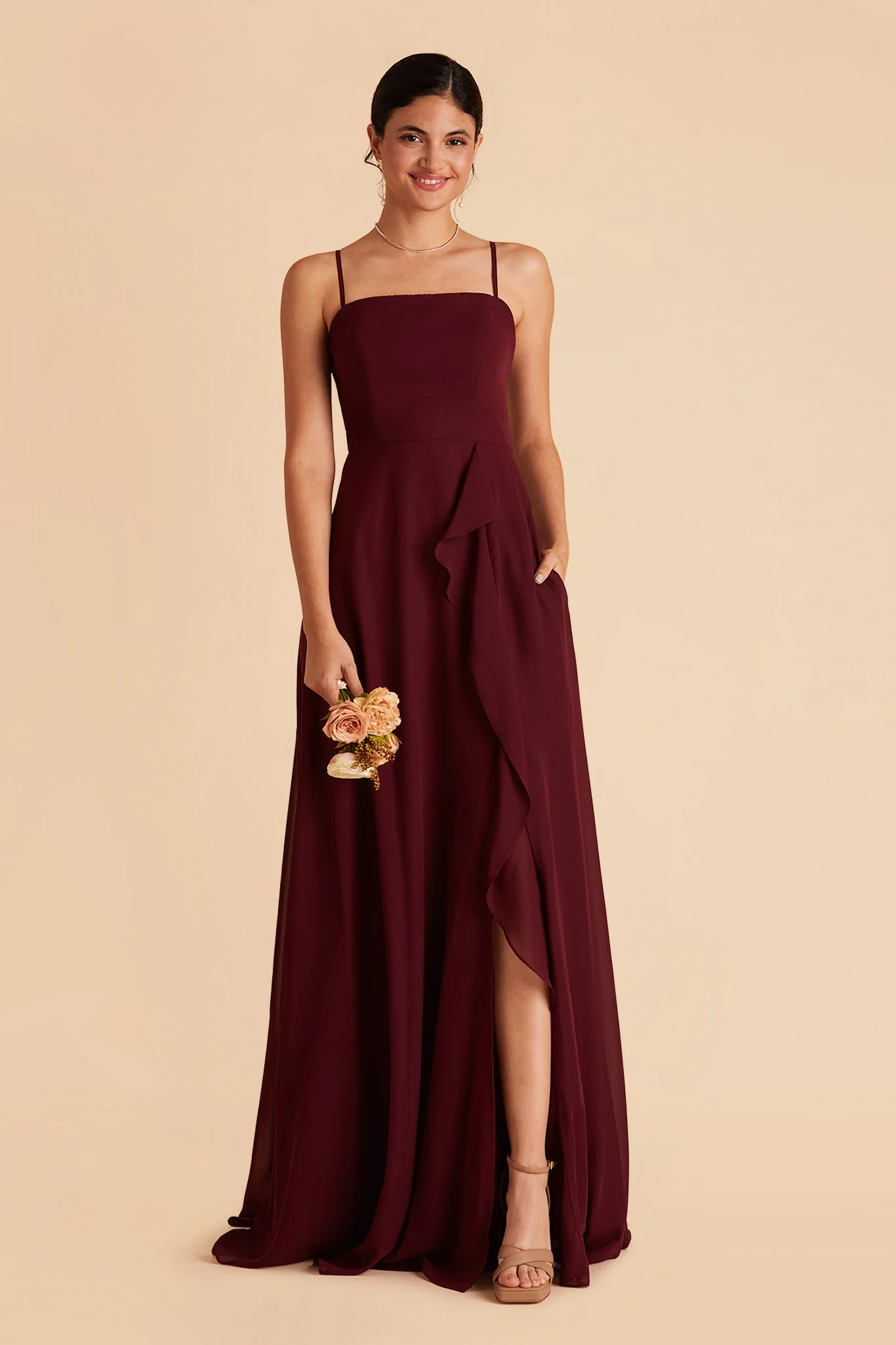 Winnie Chiffon Dress - Cabernet - Image 7