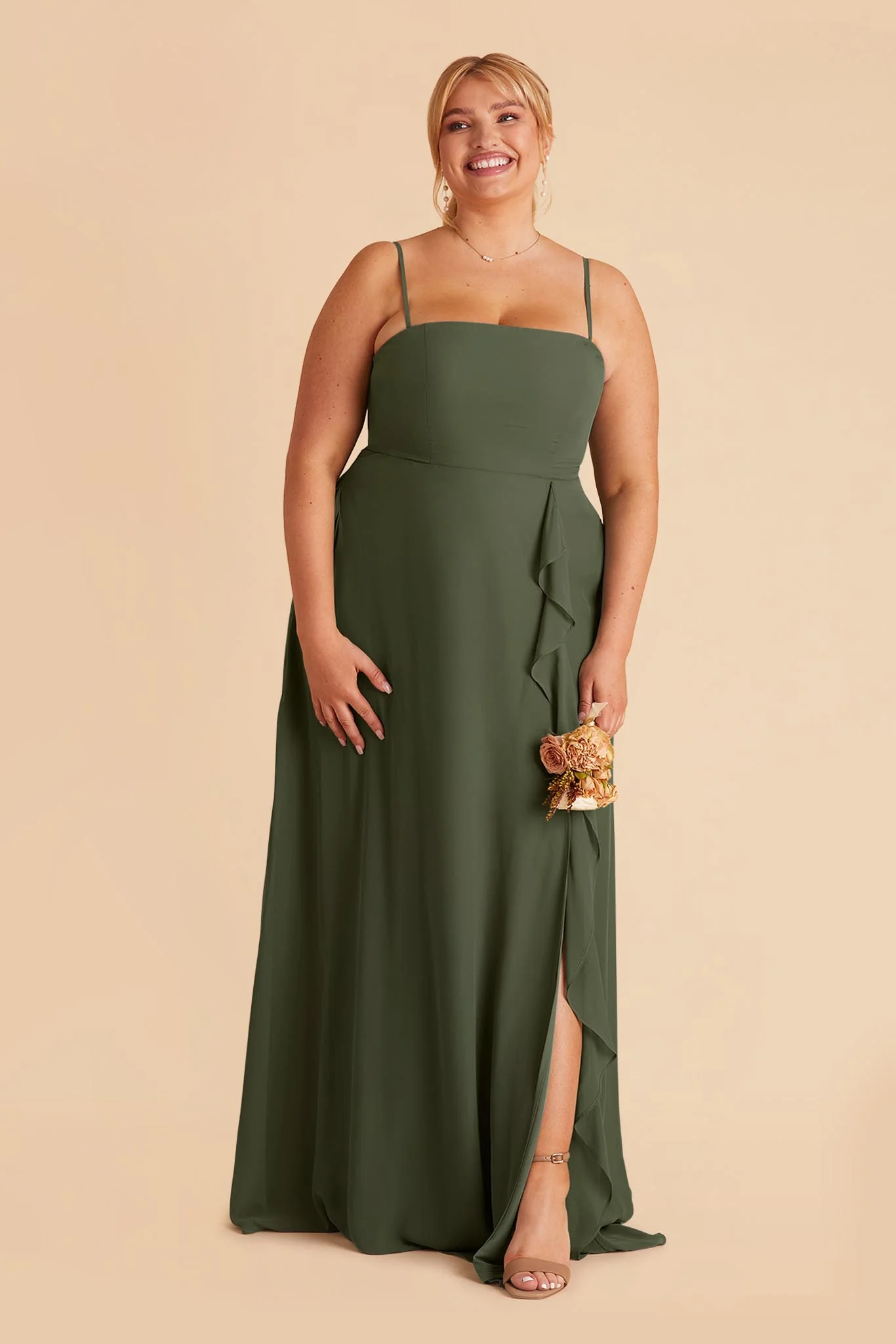 Winnie Chiffon Dress - Olive - Image 2