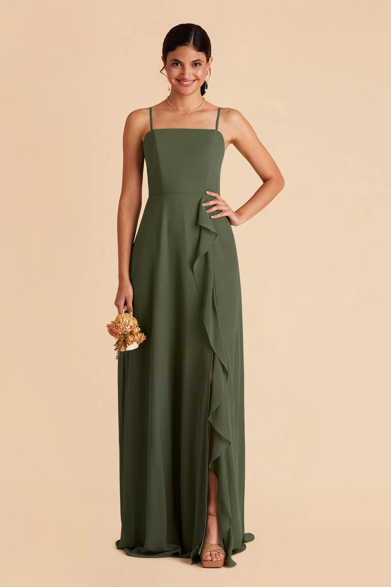 Winnie Chiffon Dress - Olive - Image 3