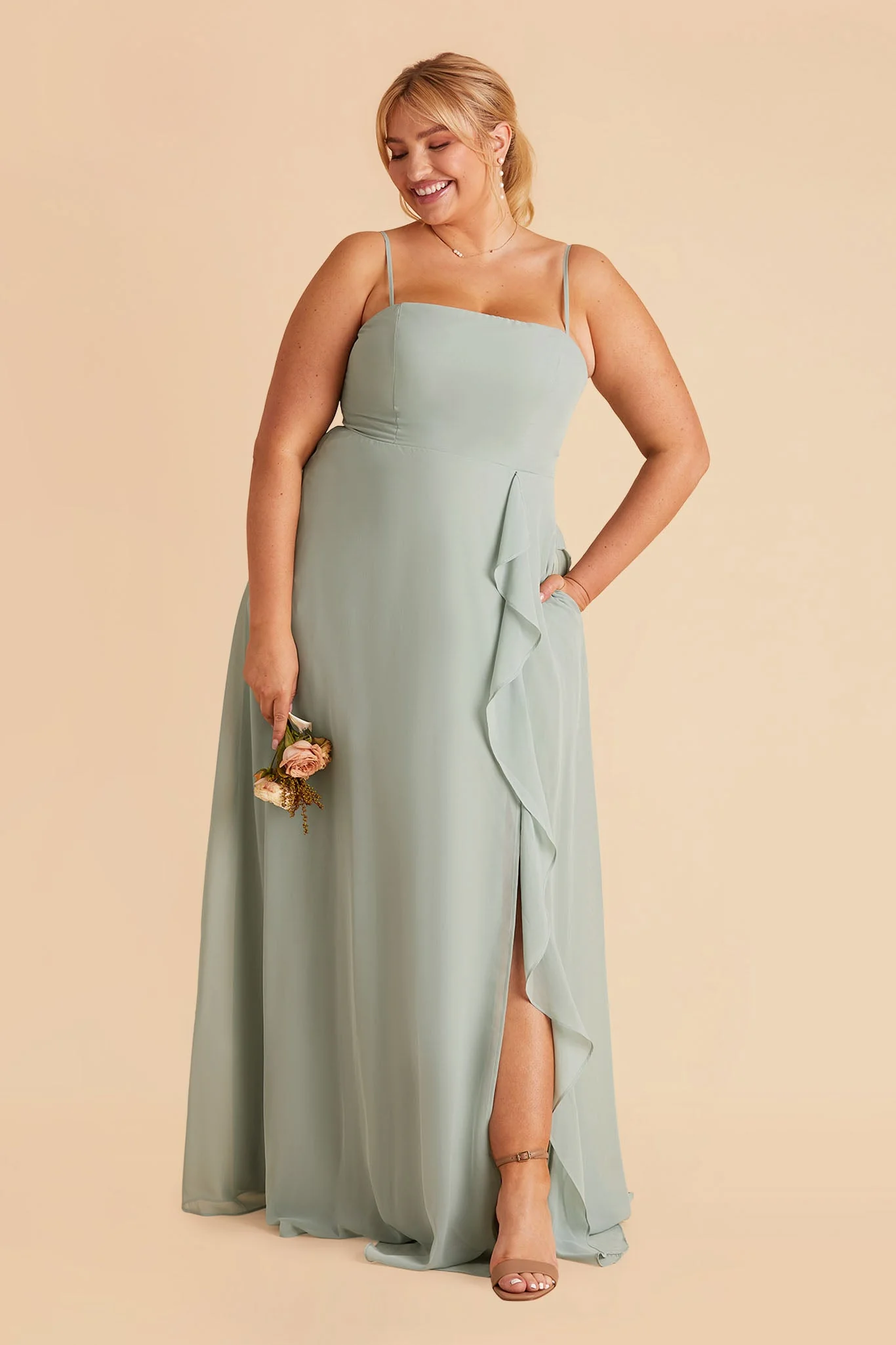 Winnie Chiffon Dress - Sage - Image 17