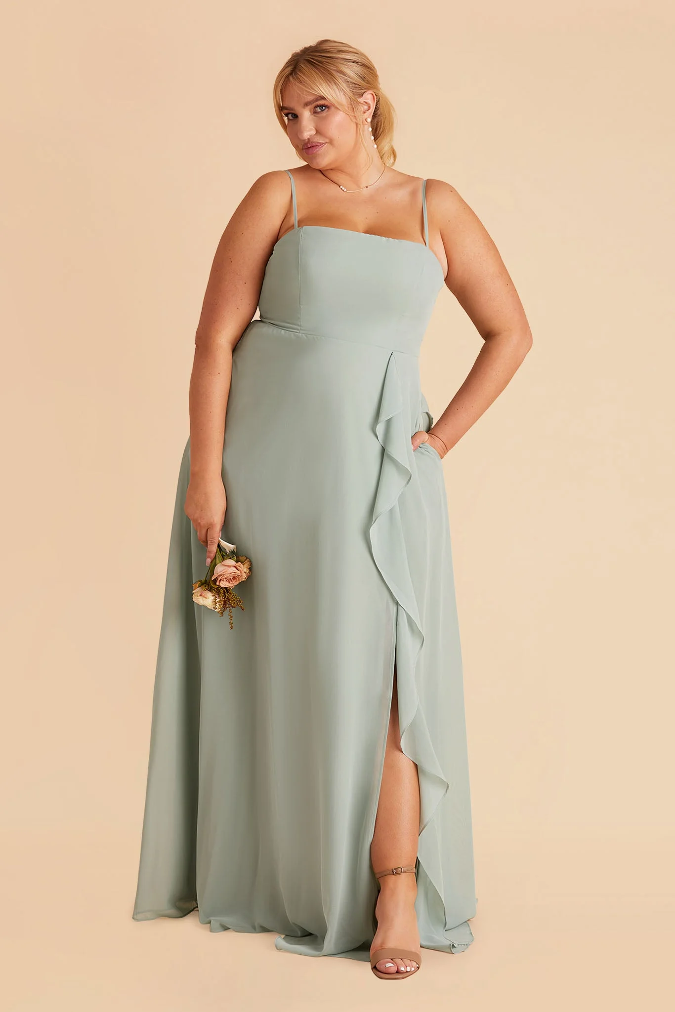 Winnie Chiffon Dress - Sage - Image 18