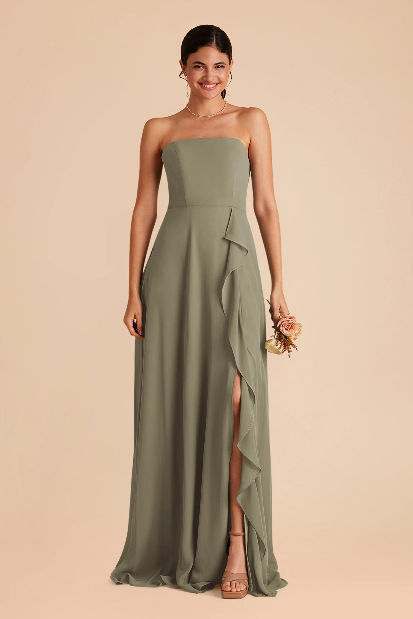 Winnie Chiffon Dress - Thyme