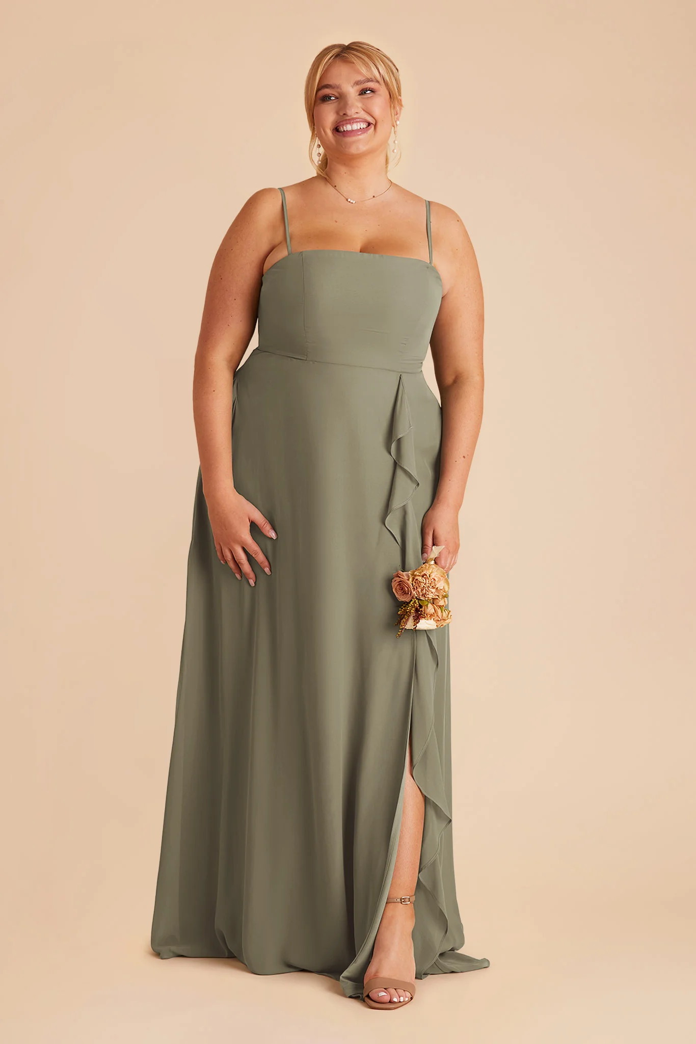 Winnie Chiffon Dress - Thyme - Image 2