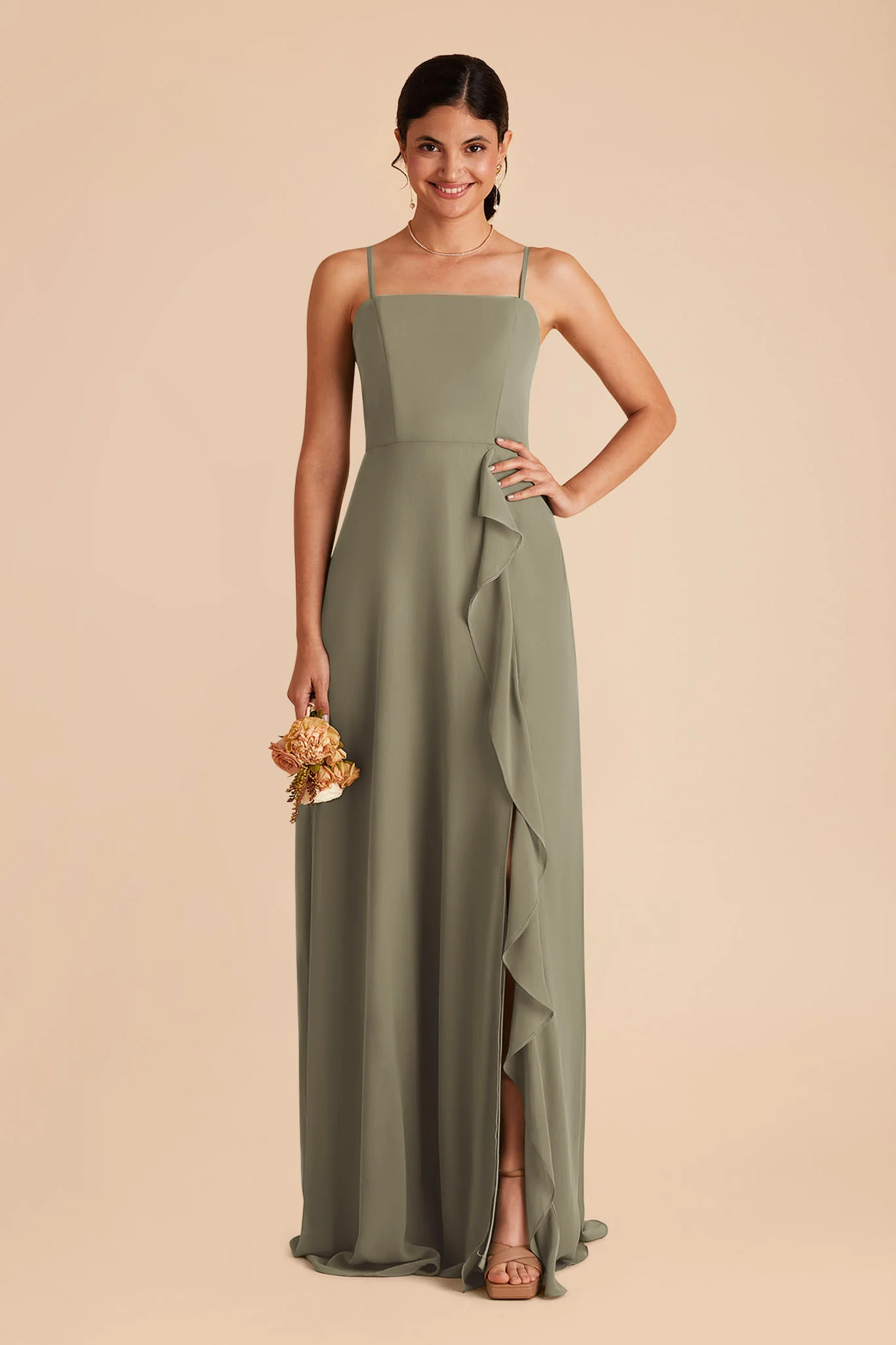 Winnie Chiffon Dress - Thyme - Image 3