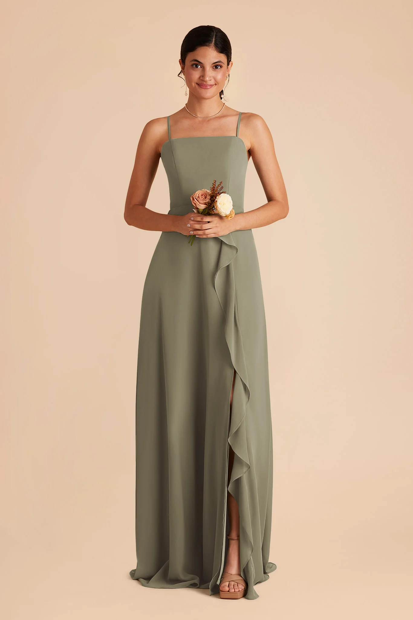 Winnie Chiffon Dress - Thyme - Image 4