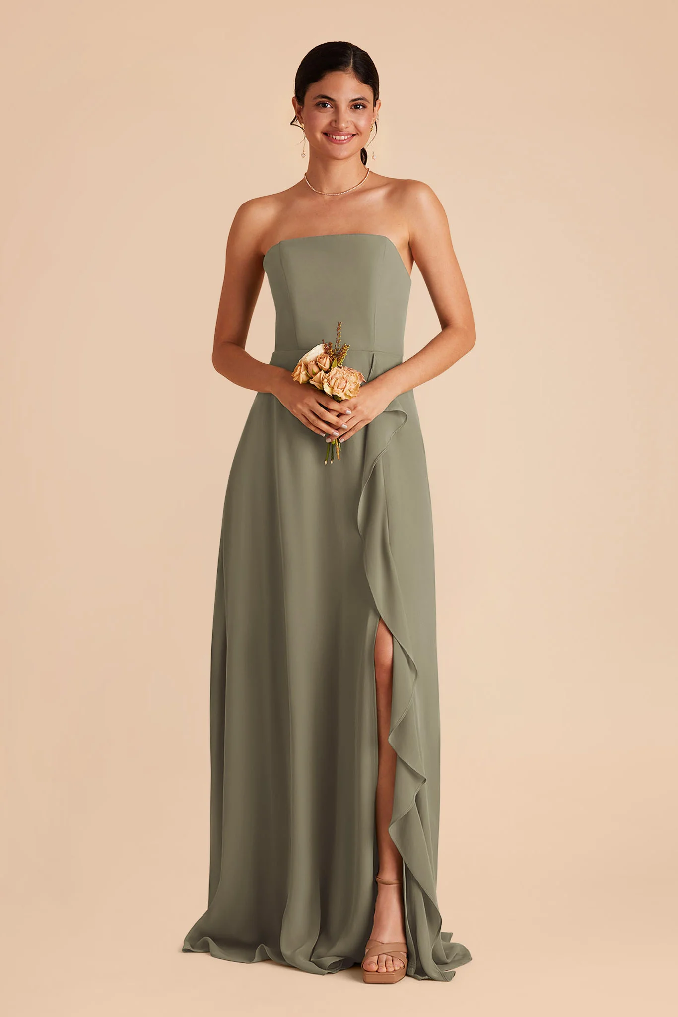 Winnie Chiffon Dress - Thyme - Image 5