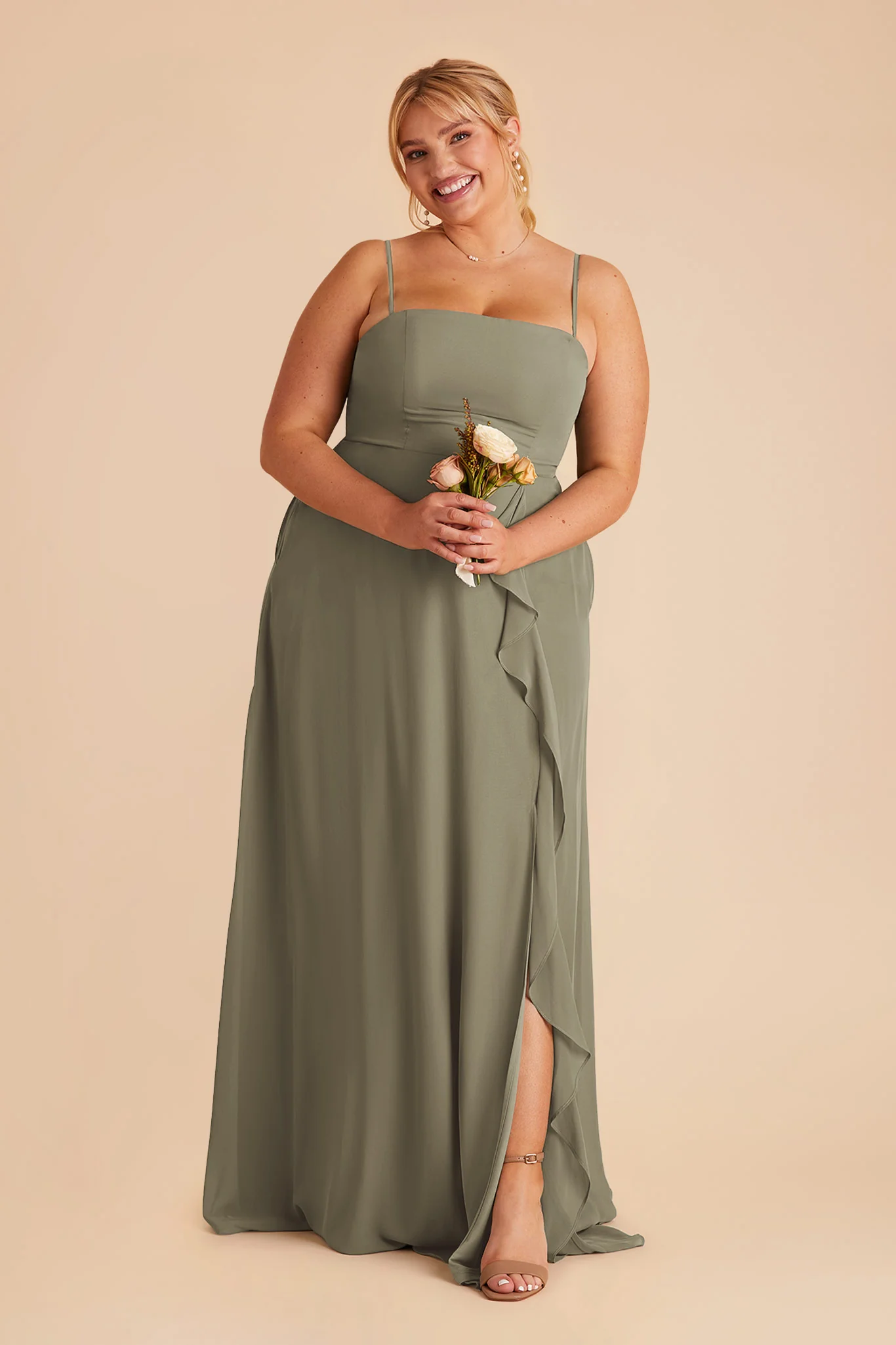 Winnie Chiffon Dress - Thyme - Image 7
