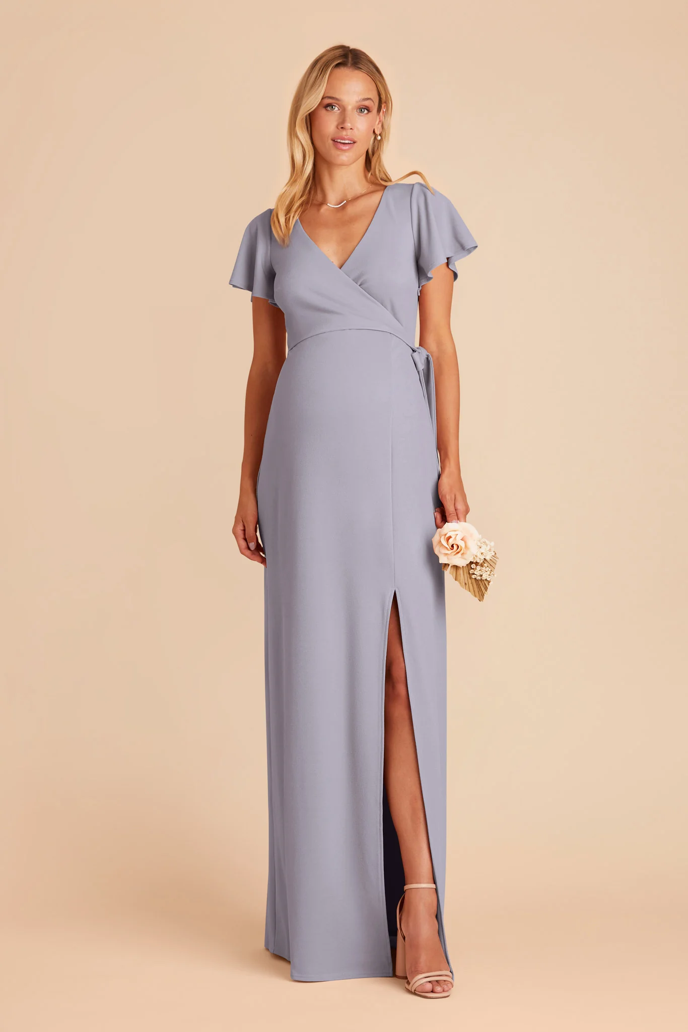 Yolanda Crepe Dress - Dusty Blue - Image 2