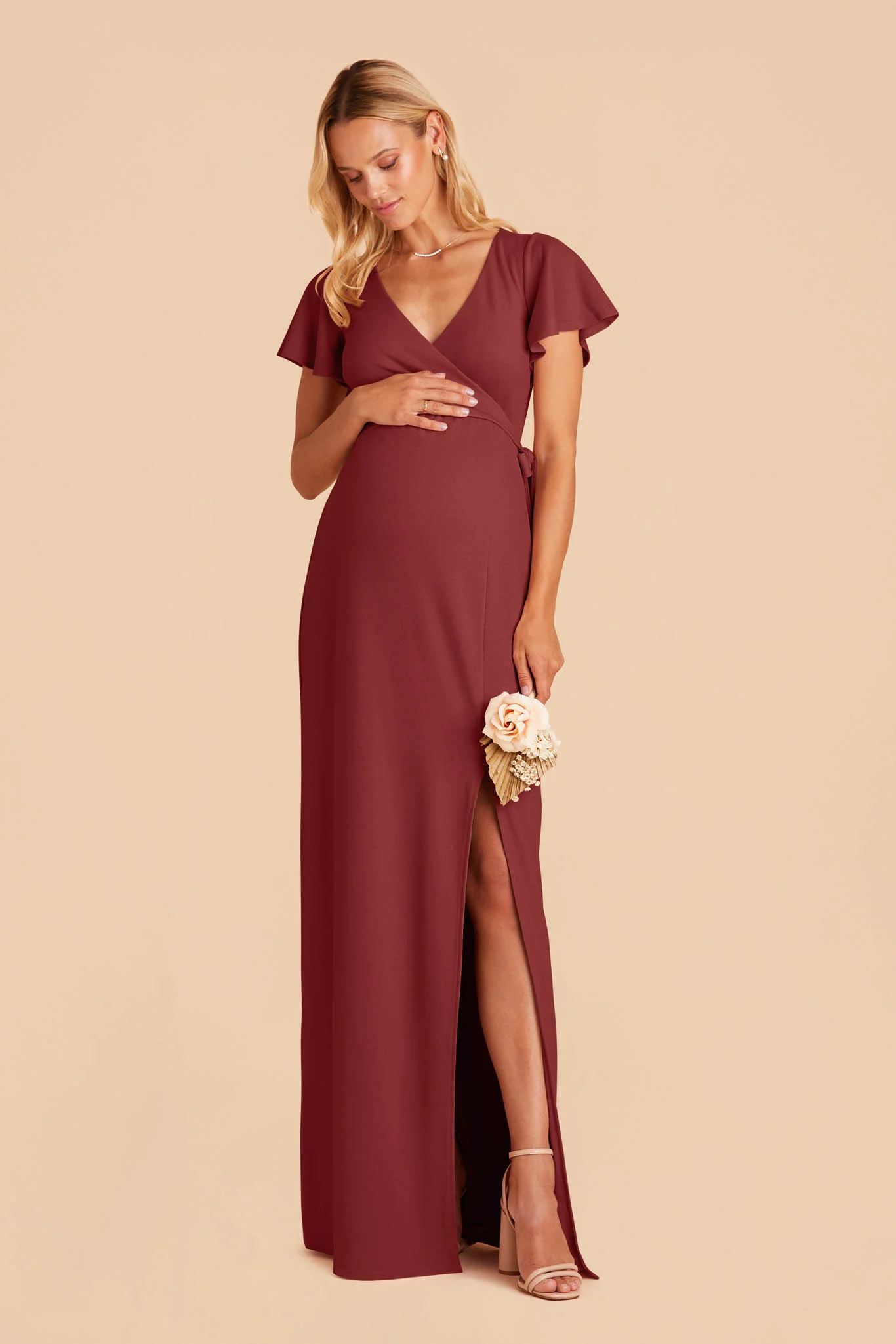 Yolanda Crepe Dress - Rosewood - Image 3